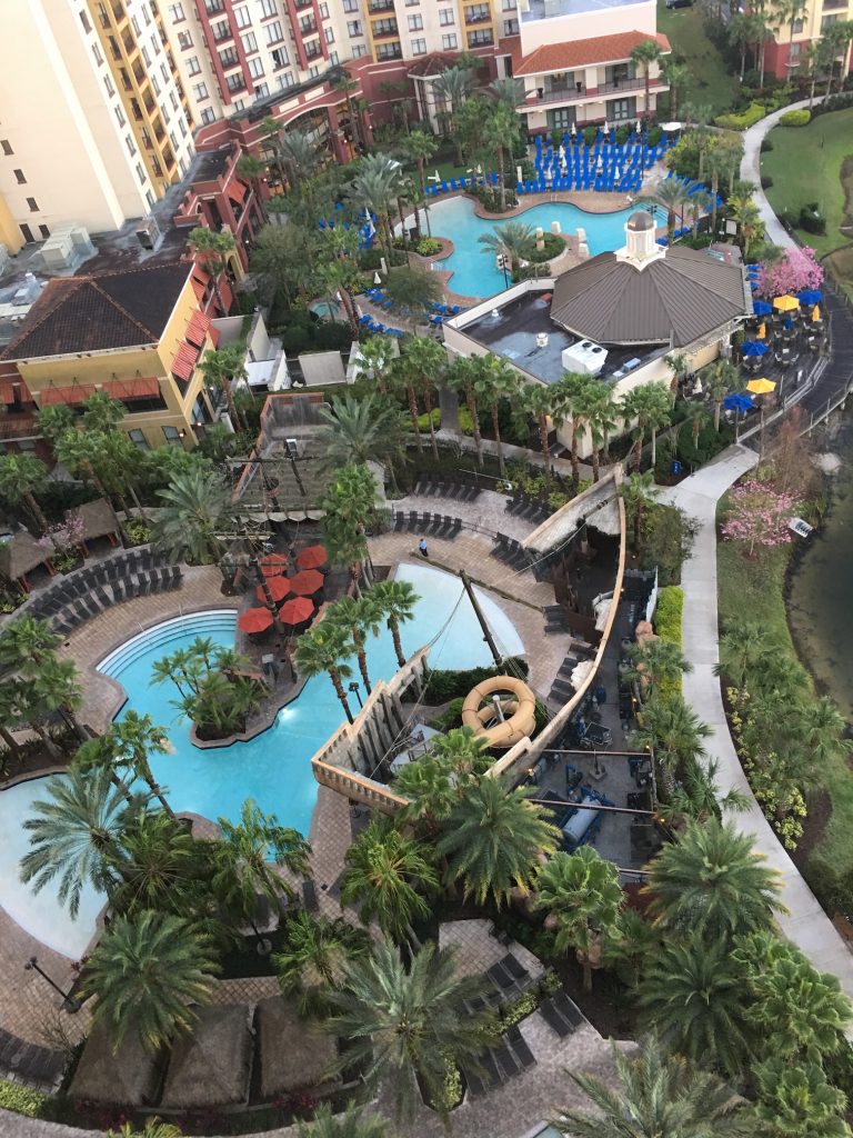 View of pools from balcony