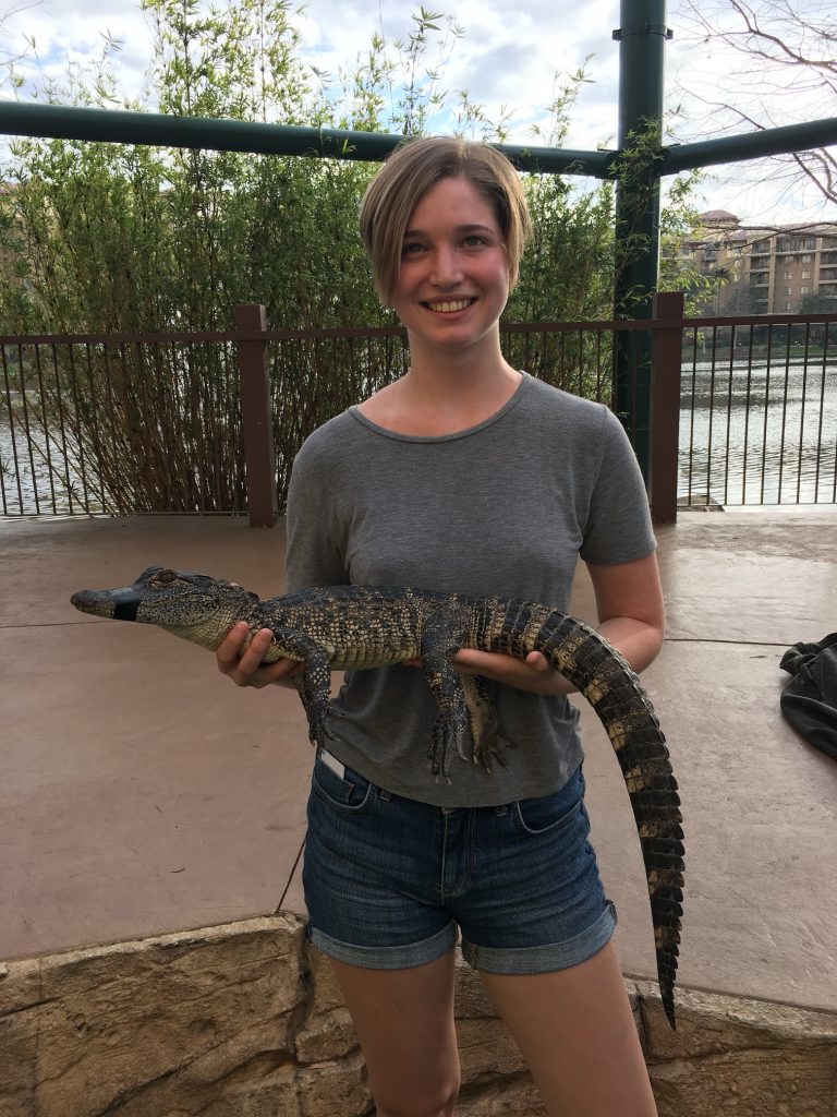 Stephanie with 3 year old alligator