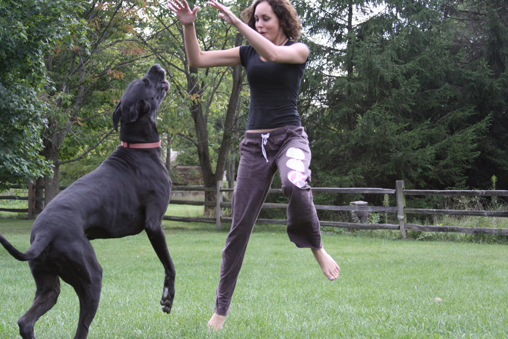 Ashley and Goony hopping around together.